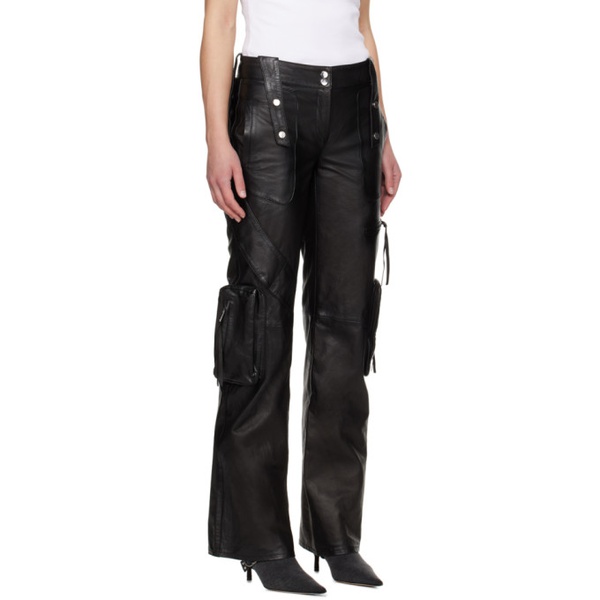  블루마린 Blumarine Black Spiral Leather Cargo Pants 241901F084000