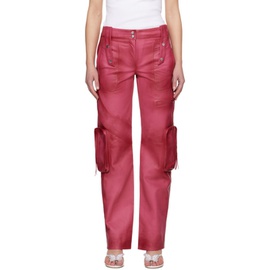 블루마린 Blumarine Pink Spiral Leather Cargo Pants 241901F084001
