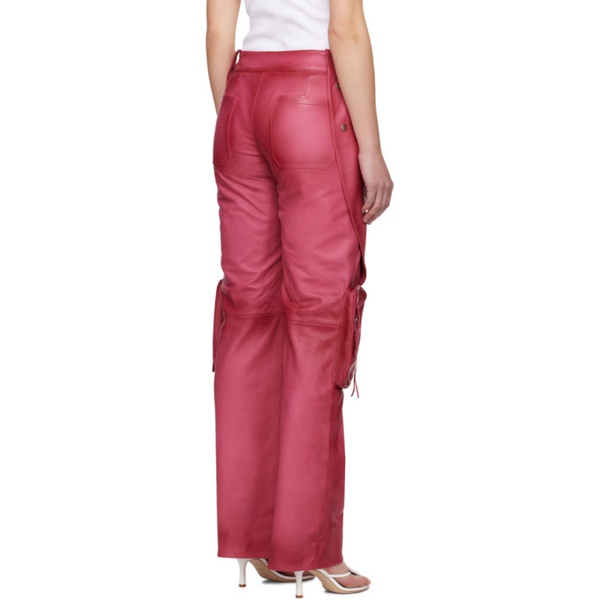  블루마린 Blumarine Pink Spiral Leather Cargo Pants 241901F084001
