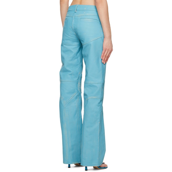  블루마린 Blumarine Blue Distressed Leather Pants 231901F084001
