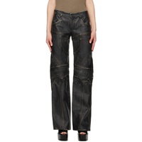 블루마린 Blumarine Black Distressed Leather Pants 231901F084000