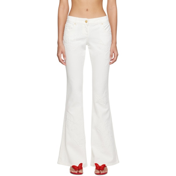  블루마린 Blumarine White Straight-Leg Jeans 231901F069002
