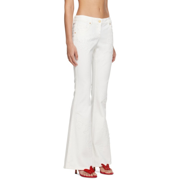  블루마린 Blumarine White Straight-Leg Jeans 231901F069002