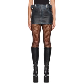 블루마린 Blumarine Black Belted Leather Miniskirt 232901F090002