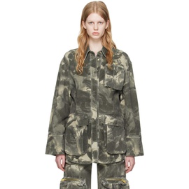 블루마린 Blumarine Green Camo Denim Jacket 231901F060001