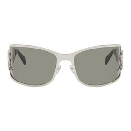 블루마린 Blumarine Silver Metal Wraparound Sunglasses 241901F005004