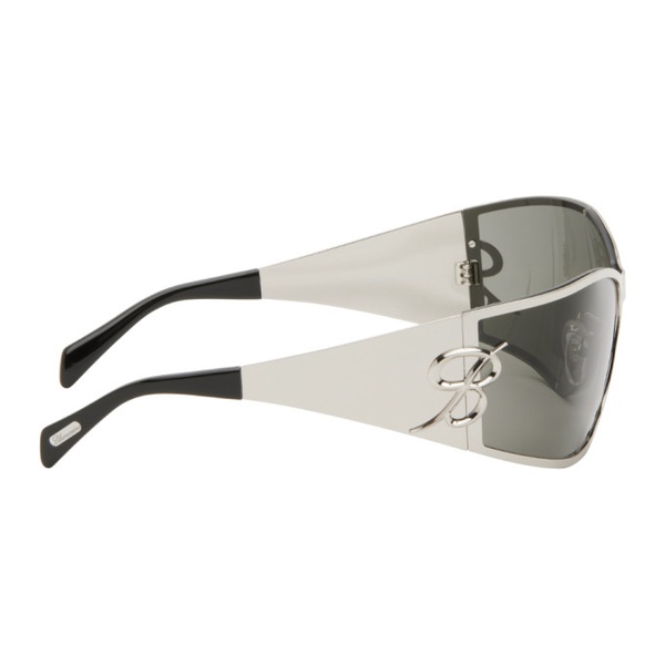  블루마린 Blumarine Silver Metal Wraparound Sunglasses 241901F005004