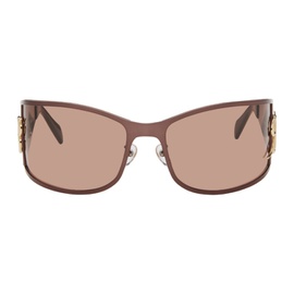 블루마린 Blumarine Brown Metal Wraparound Sunglasses 241901F005005