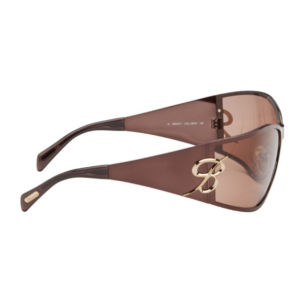  블루마린 Blumarine Brown Metal Wraparound Sunglasses 241901F005005