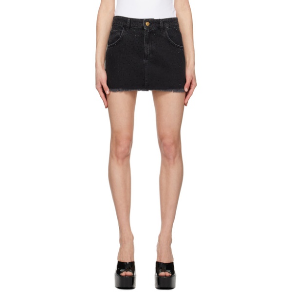  블루마린 Blumarine Black Embellished Denim Miniskirt 231901F090001