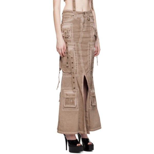  블루마린 Blumarine Brown Bellows Pocket Maxi Skirt 231901F093004