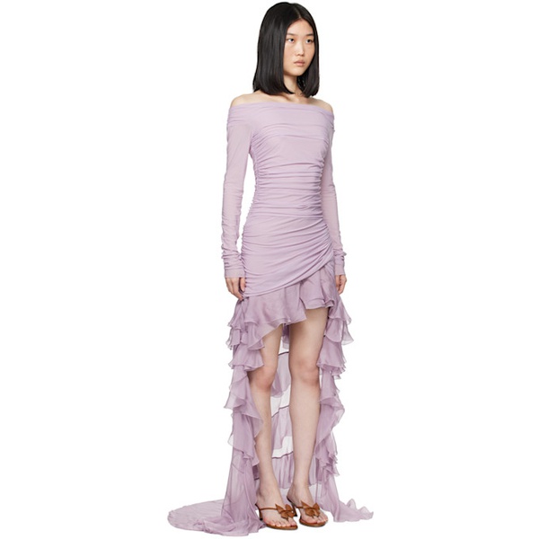 블루마린 Blumarine Purple Ruffled Maxi Dress 241901F055025