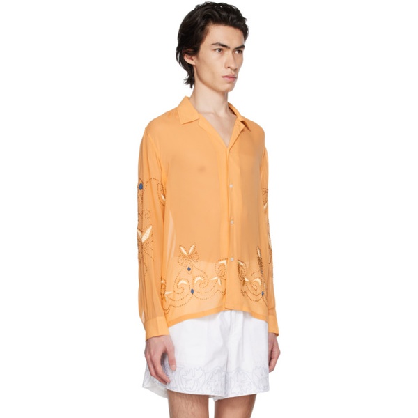  보디 Bode Orange Beaded Shirt 232169M192011