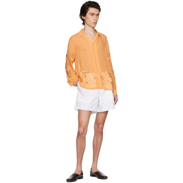  보디 Bode Orange Beaded Shirt 232169M192011