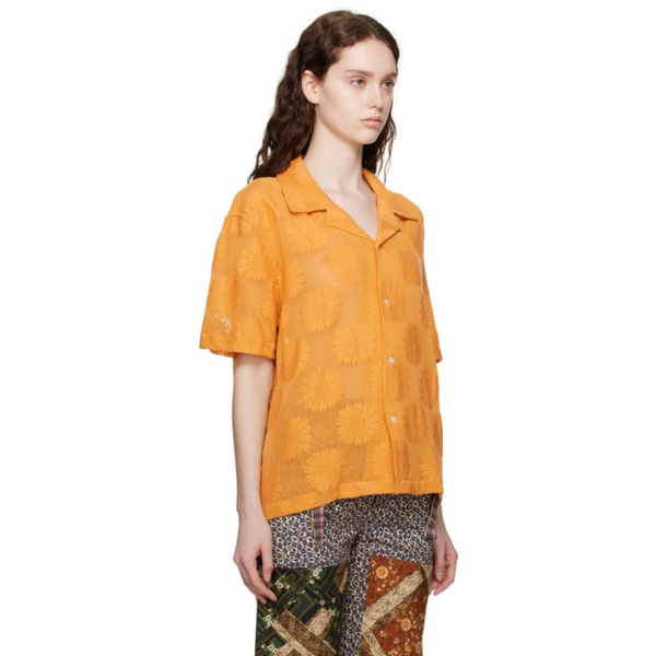  보디 Bode Orange Sunflower Shirt 232169F109002