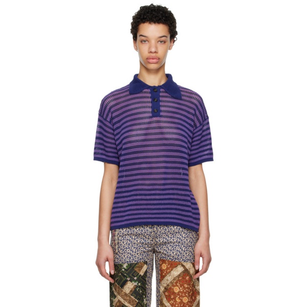  보디 Bode Purple Lattice Polo 231169F108004