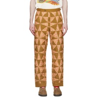 보디 Bode Khaki & Pink Kaleidoscope Quilt Trousers 231169M191017