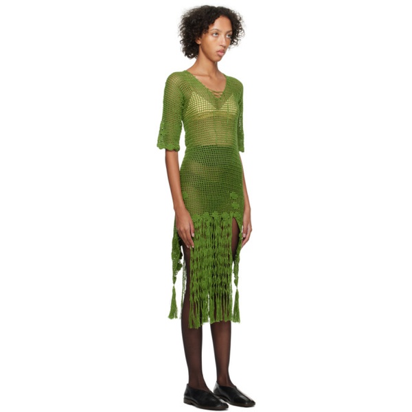  보디 Bode Green Flint Midi Dress 241169F054002