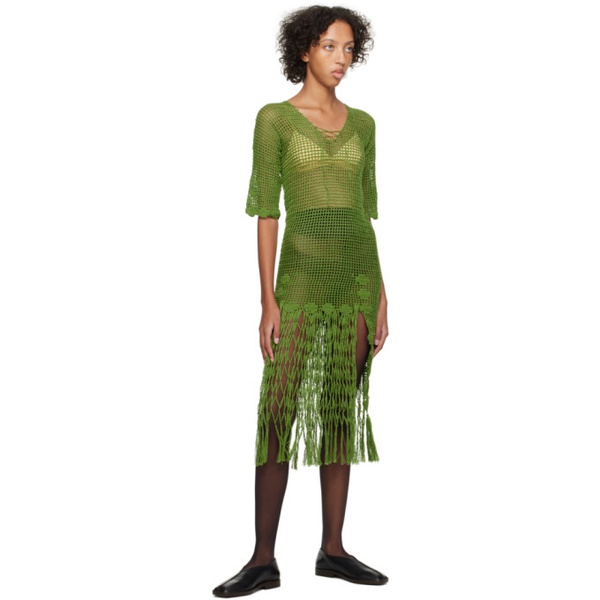  보디 Bode Green Flint Midi Dress 241169F054002