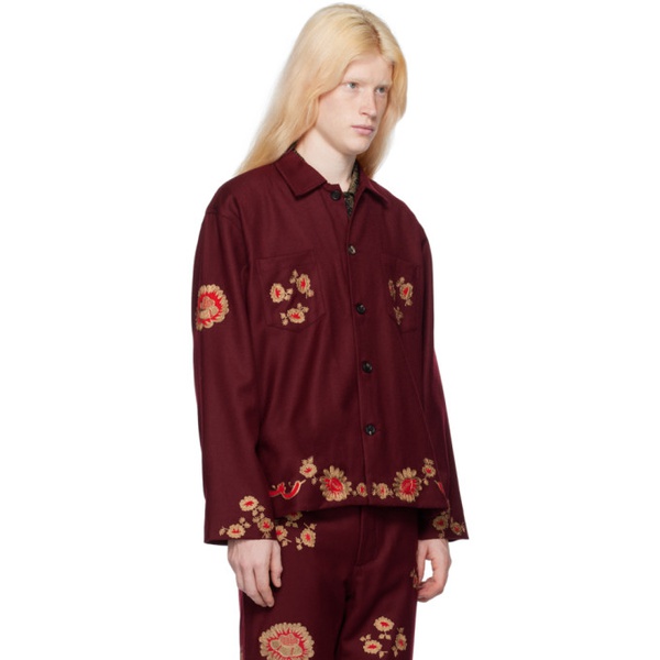  보디 Bode Burgundy Rococo Shirt 241169M192013