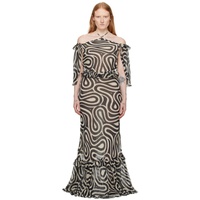 보디 Bode Black & 오프화이트 Off-White Comber Maxi Dress 241169F055005