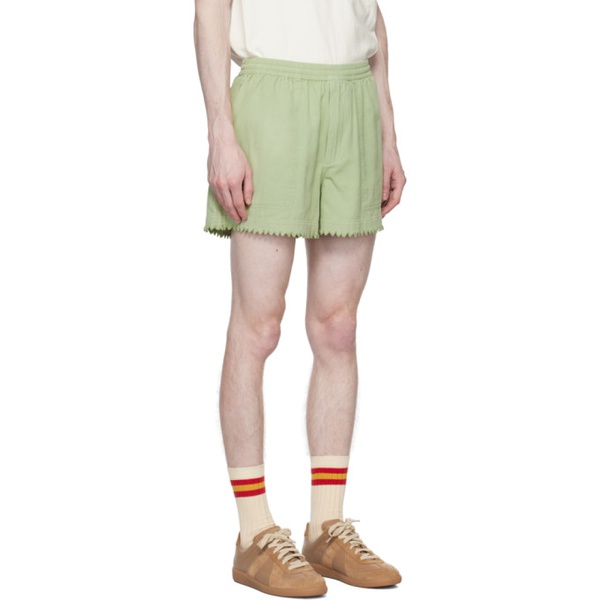  보디 Bode Green Zig-Zag Shorts 231169M193015