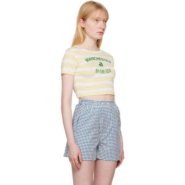  보디 Bode White & Yellow Morris Stripe T-Shirt 242169F110001