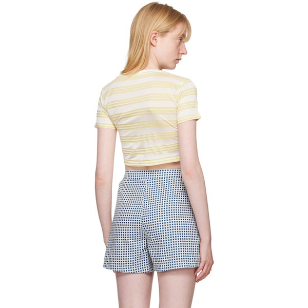  보디 Bode White & Yellow Morris Stripe T-Shirt 242169F110001