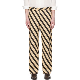 보디 Bode Black & Beige Domino Stripe Trousers 242169M191001