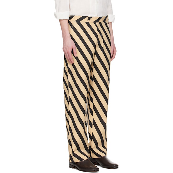  보디 Bode Black & Beige Domino Stripe Trousers 242169M191001