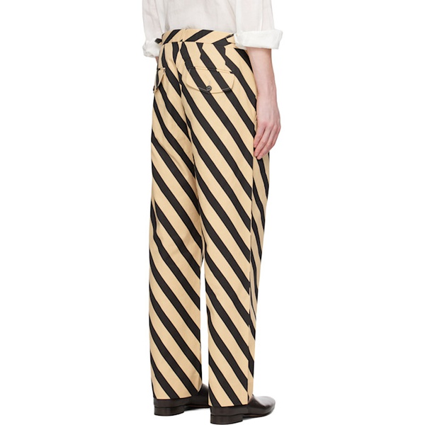  보디 Bode Black & Beige Domino Stripe Trousers 242169M191001