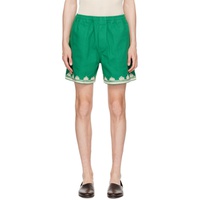 보디 Bode Green Ripple Applique Shorts 241169M193009