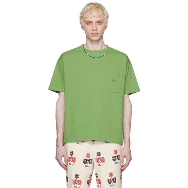  보디 Bode Green Pocket T-Shirt 231169M213004