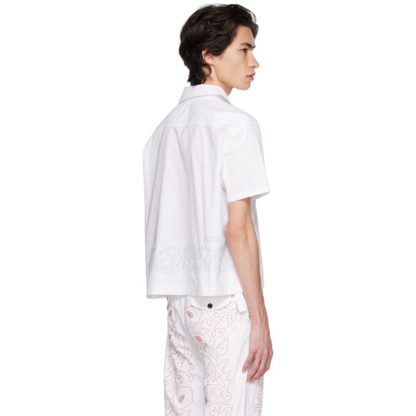  보디 Bode White Zig-Zag Couching Shirt 232169M192008