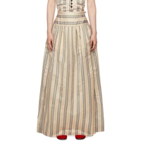 보디 Bode Beige Antique Stripe Stowe Midi Skirt 242169F093000