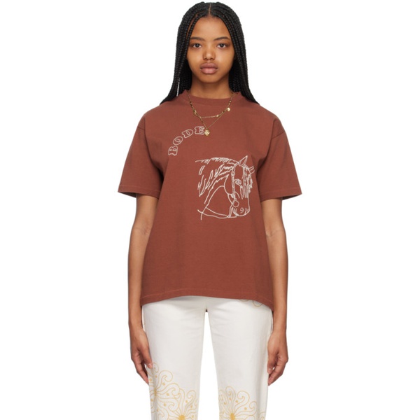  보디 Bode Brown Pony T-Shirt 232169F110001