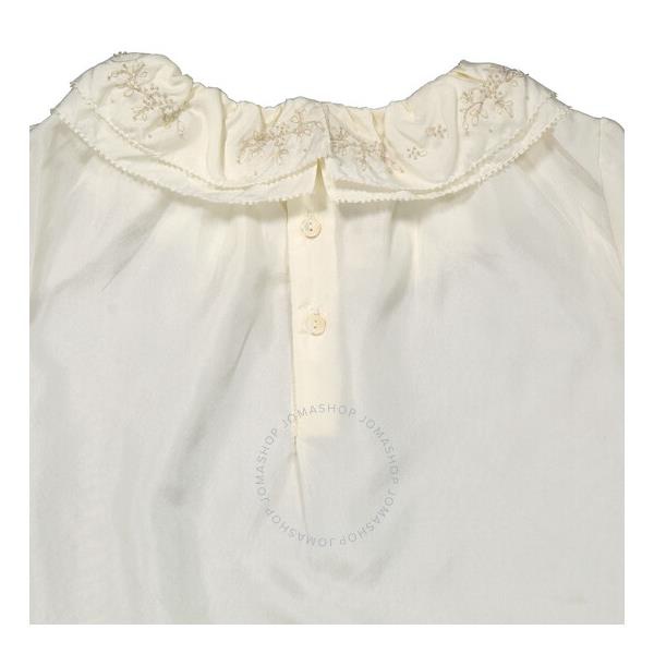 Bonpoint Kids White Lait Jaya Ruffle-Trim Silk Blouse W01GBLWO0701-002