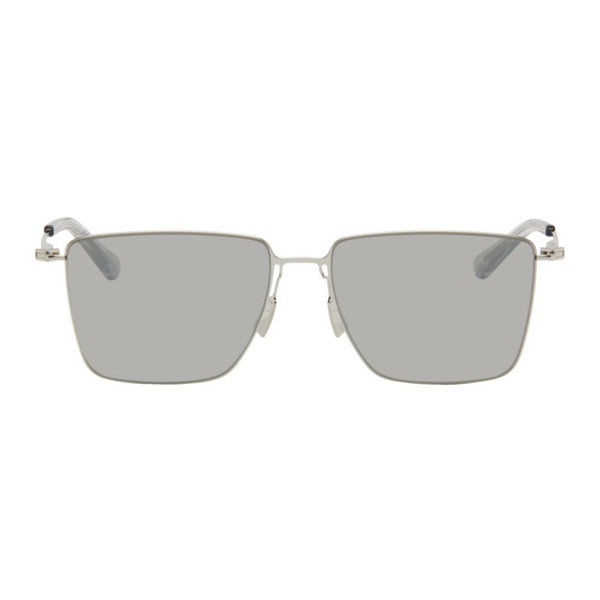 보테가베네타 보테가 베네타 Bottega Veneta Silver Ultrathin Rectangular Sunglasses 241798F005012