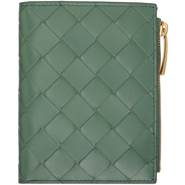 보테가베네타 보테가 베네타 Bottega Veneta Green Small Intrecciato Bi-Fold Wallet 241798F040004