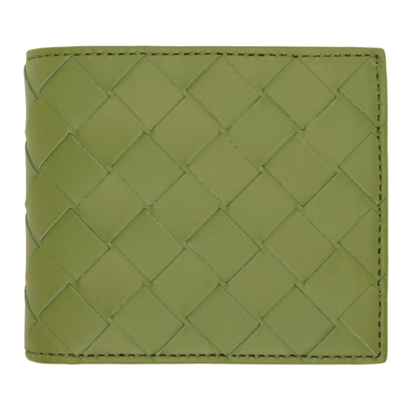 보테가베네타 보테가 베네타 Bottega Veneta Green Intrecciato Bi-Fold Coin Purse Wallet 241798M164027