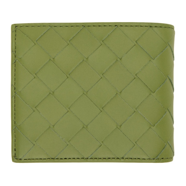 보테가베네타 보테가 베네타 Bottega Veneta Green Intrecciato Bi-Fold Coin Purse Wallet 241798M164027
