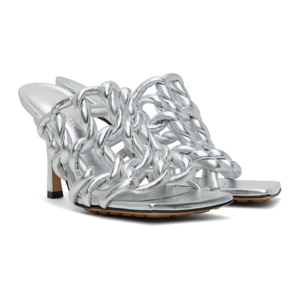 보테가베네타 보테가 베네타 Bottega Veneta Silver Stretch Mule Heeled Sandals 222798F125031