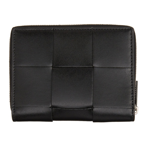 보테가베네타 보테가 베네타 Bottega Veneta Black Intrecciato Zip Around Wallet 212798M164350