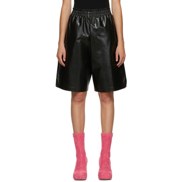 보테가베네타 보테가 베네타 Bottega Veneta Black Leather Shiny Shorts 202798F088032