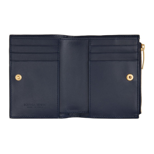 보테가베네타 보테가 베네타 Bottega Veneta Navy Intrecciato Small Bi-Fold Wallet 242798F040003