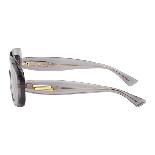보테가베네타 보테가 베네타 Bottega Veneta Gray Bombe Shield Sunglasses 242798F005022