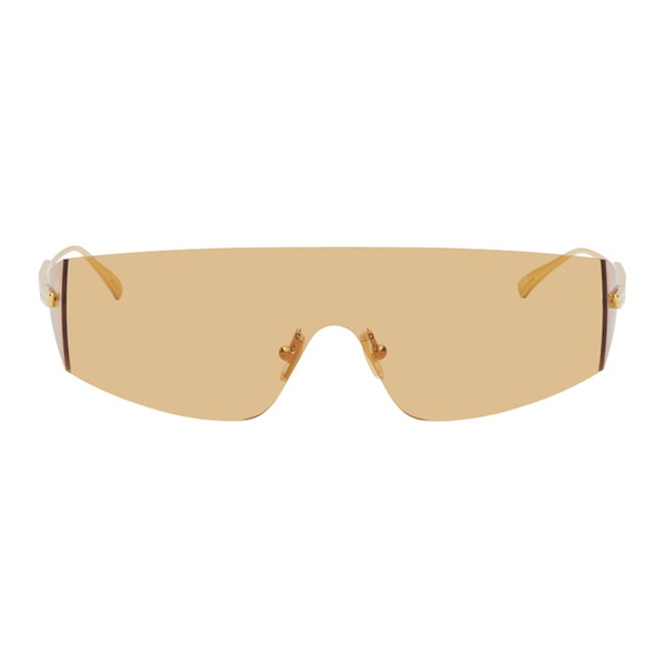 보테가베네타 보테가 베네타 Bottega Veneta Gold Futuristic Shield Sunglasses 242798F005020