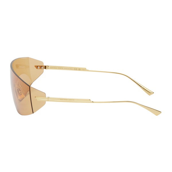 보테가베네타 보테가 베네타 Bottega Veneta Gold Futuristic Shield Sunglasses 242798F005020