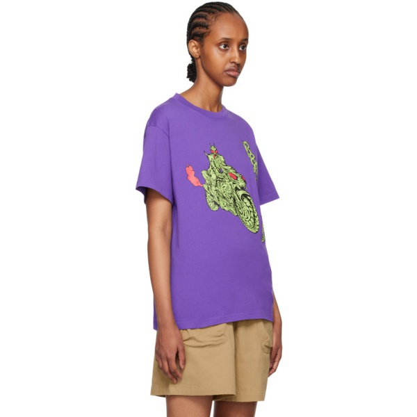  브레인 데드 Brain Dead Purple Goon Rider T-Shirt 231266F110007