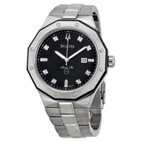 Bulova MEN'S Sport-Marine Star Stainless Steel Black Dial Watch 98D103